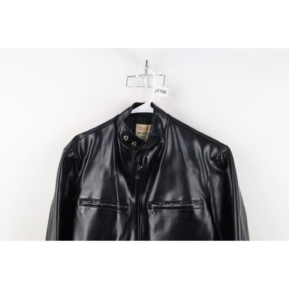 Vtg 70s Streetwear Mens Medium Distressed Faux Leather Motorcycle Jacket Japan - Picture 2 of 16